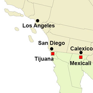 Tijuana and San Diego cities